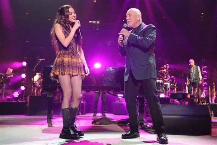 Billy Joel and Olivia Rodrigo backstage at Madison Square Garden Billy Joel in concert with Olivia Rodrigo at Madison Square Garden, New York, USA - 24 Aug 2022 Wearing Vivienne Westwood, Vintage
